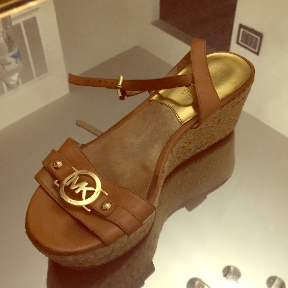 Michael Kors leather ankle strap platforms